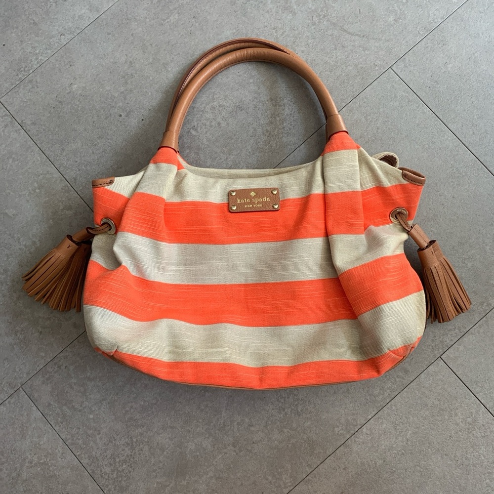 Kate Spade New York Striped Canvas & Leather Trim Purse